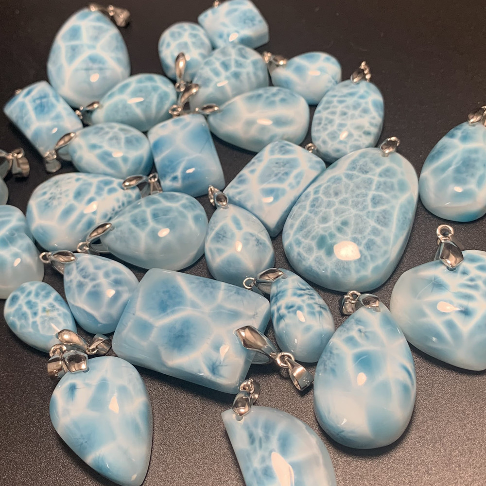 Pendants Natural Blue Larimar Necklaces For Women Rare Tortoisesh Bead Healing ddmysmile Gemstone Jewelry Sterling Sier Clasp Smile