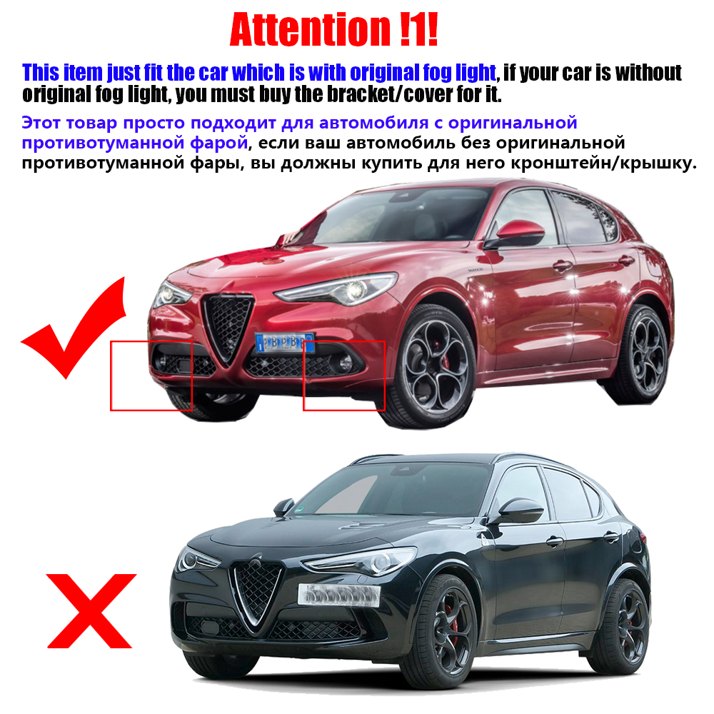2 Pieces 30W 3000LM Fog Light Assembly For Alfa Romeo Stelvio (949_) 2016-2023 Car LED Fog Daytime Running Lamp DRL H11