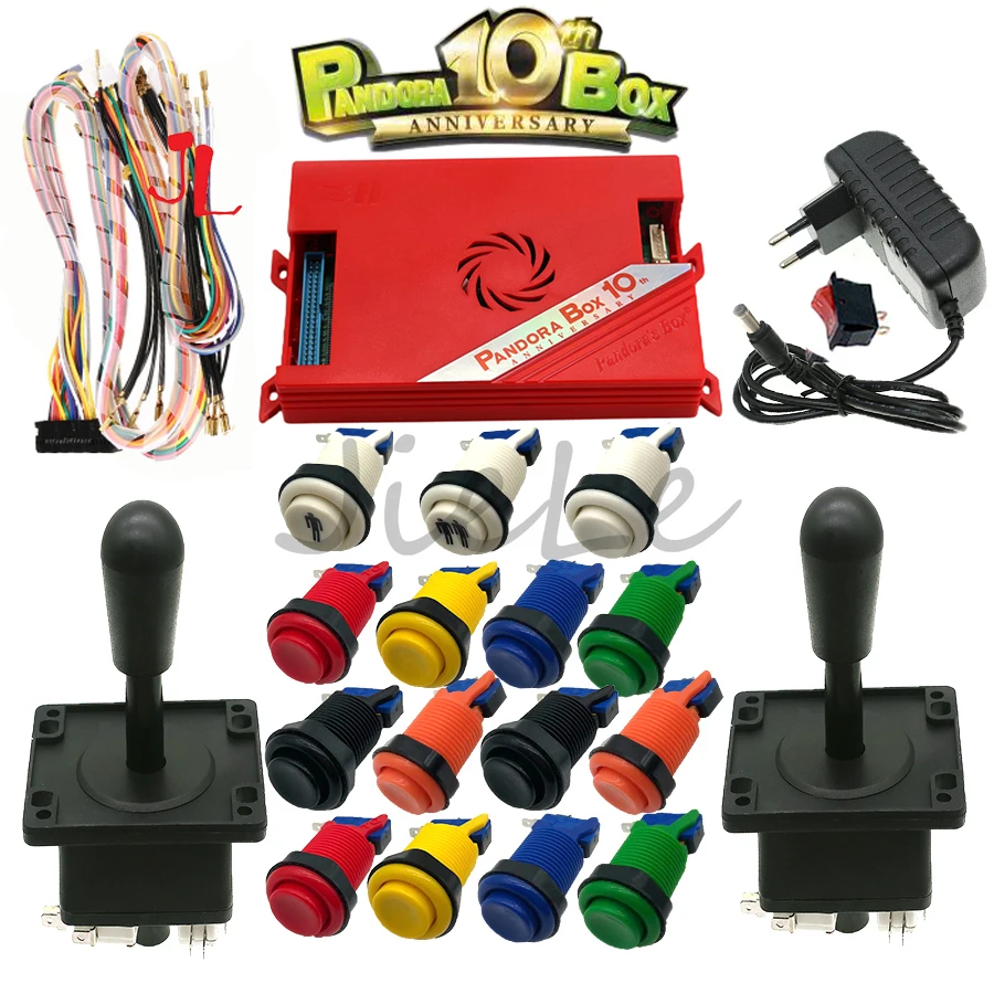 Simple DIY Kit for Home 2P Arcade Game Console Bartop with V2.0 Pandora Box 10th Anniversary 5171 in 1 Joystick HAPP Push Button