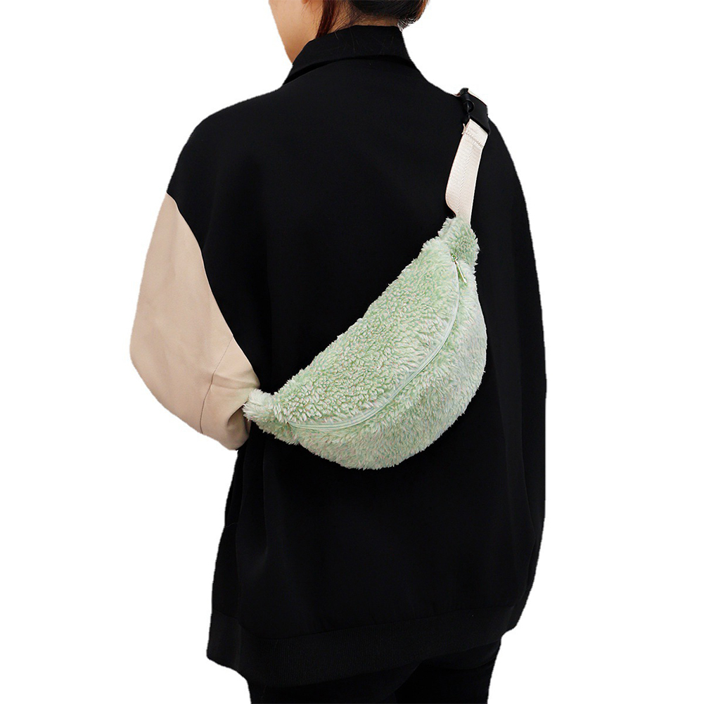 Plush Chest Bag for Women Banana Bag Fuzzy Crossbody Bag Fluffy Sling Bag Furry Shoulder Bag Men Travel Phone Purse Winter Bag 007e8