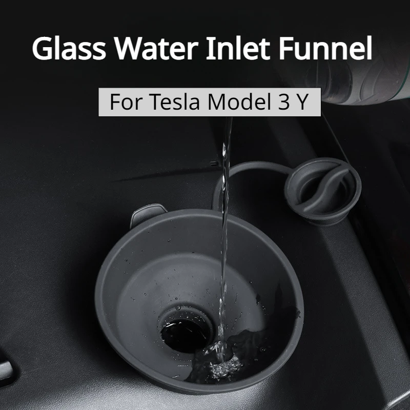 Glass Water Inlet Funnel for Tesla Model 3 Y Car Windshield Wiper Arm Hole Protective Cover Fluid Reservoir Tank Bottle Cap Lid