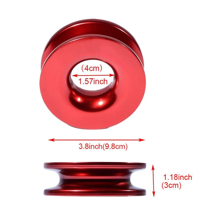 for Truck Vehicle Recovery 41000lbs Winch Rope Synthetic Soft Shackle+Recovery Ring Set Red Shackles with Protective Sleeve