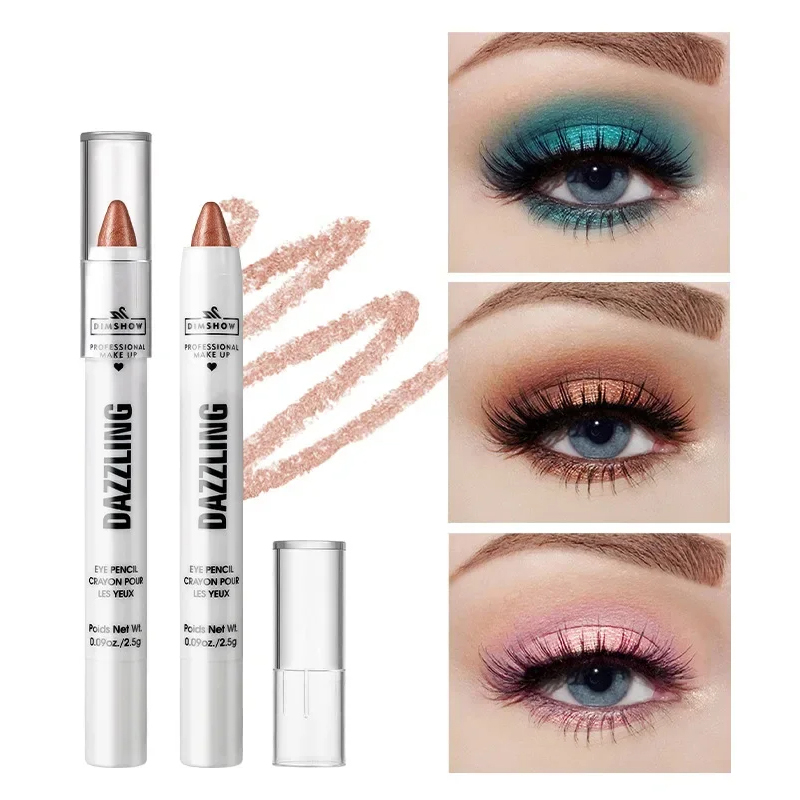 12 Colors Pearlescent Eyeshadow Pencil Waterproof Long Lasting Glitter Shimmer Eye Shadow Pen Eyeliner Stick Eyes Makeup Tools smile