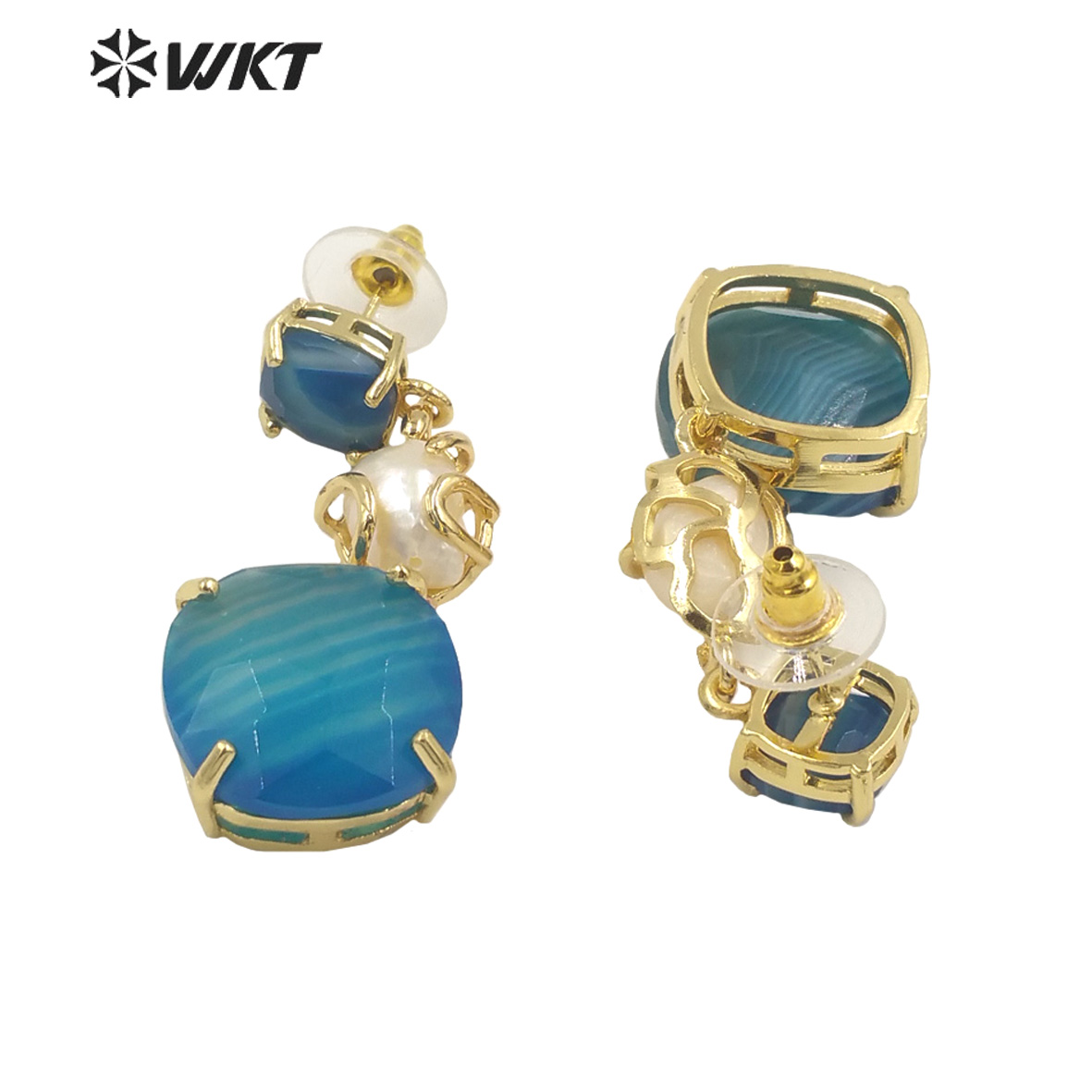 WT-MPE116 WKT 2023 Charming Style Jewelry Real Pearl & Agate Making Earring Supplies Dance Party Good Quality New Party