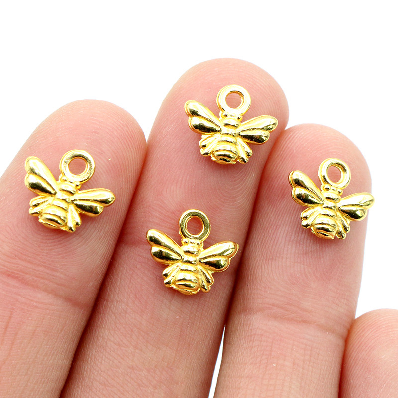 30pcs Charms bee 10x11mm Tibetan Silver Plated Bronze Gold Plated Pendants Antique Jewelry Making DIY Handmade Craft