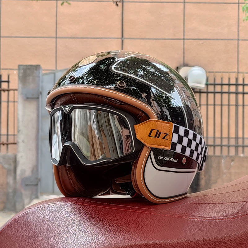 Open Face Half Moto Motorcycle Helmet vintage Motorbike Vespa capacete Chopper Bike BLACK