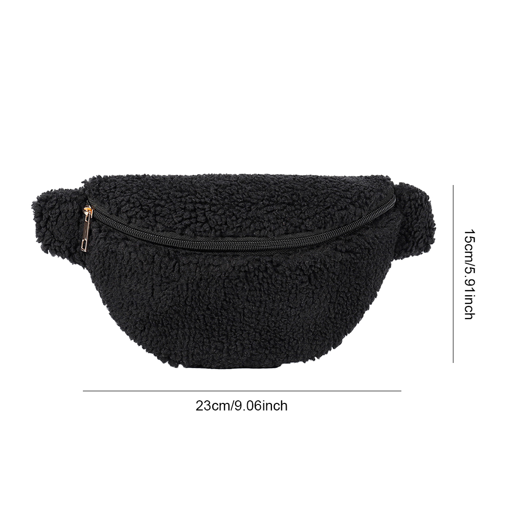 Plush Chest Bag for Women Banana Bag Fuzzy Crossbody Bag Fluffy Sling Bag Furry Shoulder Bag Men Travel Phone Purse Winter Bag 007e8