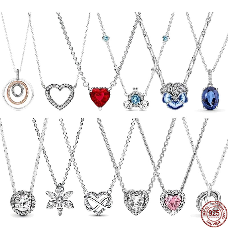 Classic 925 Sterling silver Exquisite Shiny Circular Hearts Snowflake Pendant Necklace fit Original Pendant DIY Jewelry
