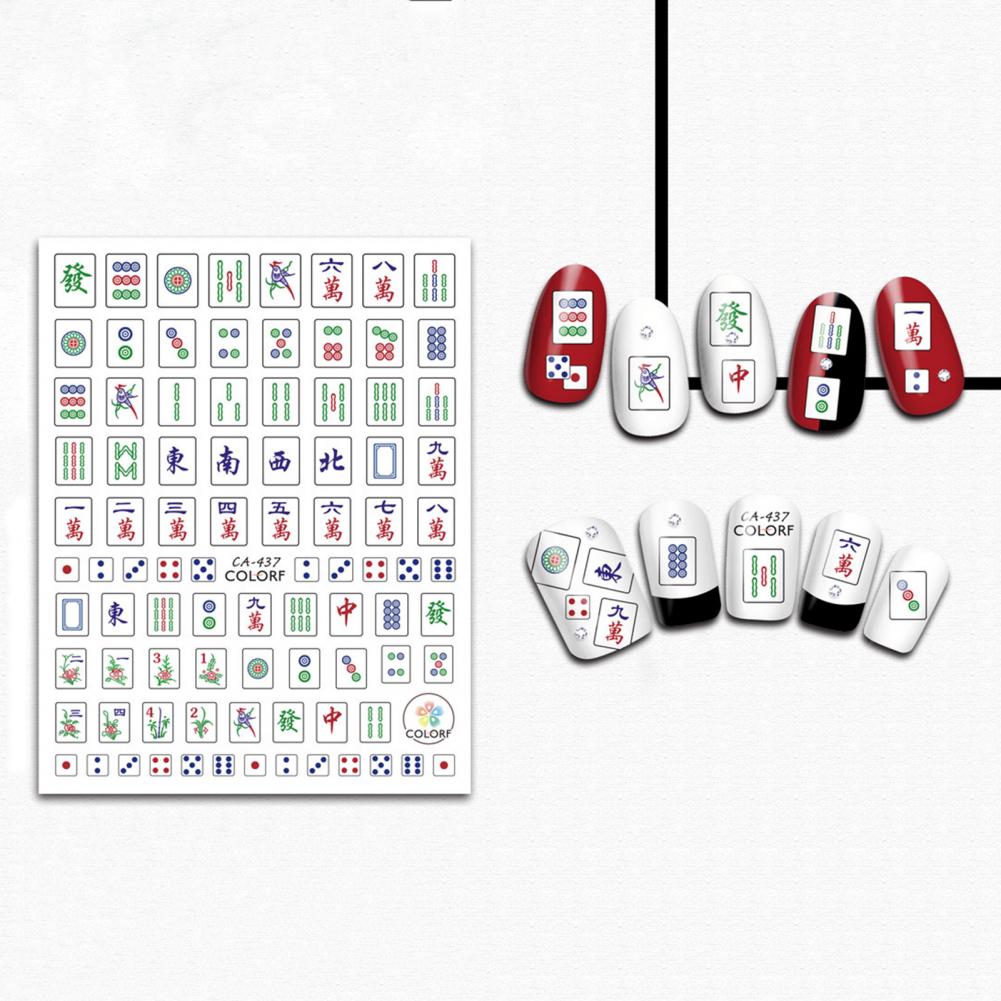 Delicate Non-fading Removable Chinese Mah-jong Pattern Adhesive Manicure Sticker for Lady Manicure Sticker Nail Decal