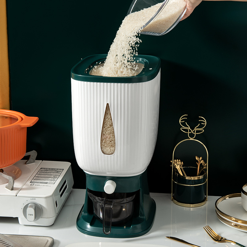Wanmeng Metering Rice Bucket 10kg Insect-proof and Moisture-proof Rice Storage Bucket Household Rice Tank Press out Rice Plastic Rice Bucket