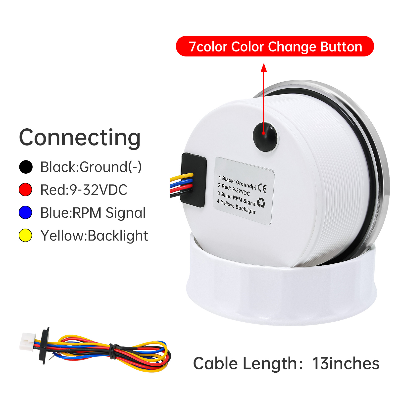 85mm Digital Speedometer Gauge 30kmh/60kmh/120kmh/20kmh With 7-color backlight Car Truck Boat Motor Automobile Motocycle