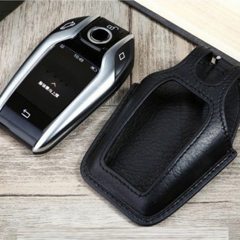 Leather Remote Key Fob Case Cover Bag For 2016 2017 7 Series G11 G12 Display Key Holder Car Key Shell Car Key Accessories 910a9