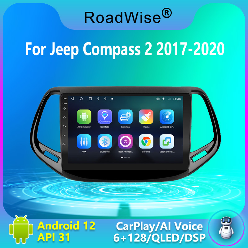 8+256 Android 12 Car Radio Multimedia Carplay For JEEP Compass 2 2017 2018 2019 2020 4G Wifi GPS DSP DVD 2 DIN Autoradio Stereo