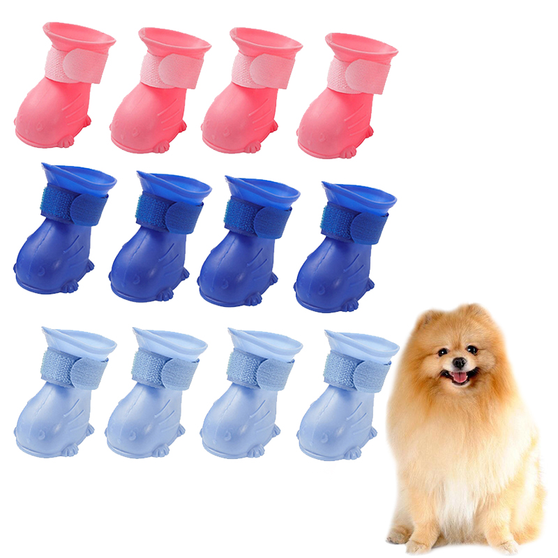 Anti Slip Pet Dog Rain Shoes Waterproof Pet Puppy Cat Rain Shoes Soft Environmental Dog Boots Pet Products 4 Color Choose
