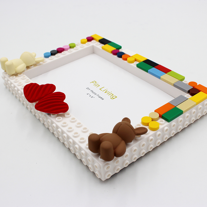 Pinliving Love DIY Baby Building Block Photo Frame Set Simple Advertisement Handmade Creative Gift Moss Password H260306