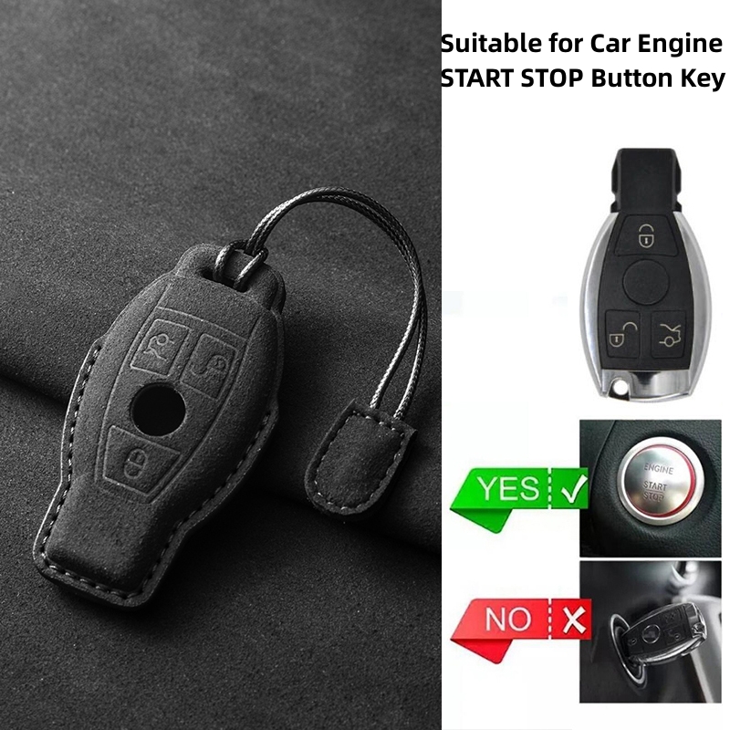 Leather Car Key Case For Mercedes Benz A C E S G Class GLC CLE CLA GLB GLS W X AMG Fob Suede Accessories 5