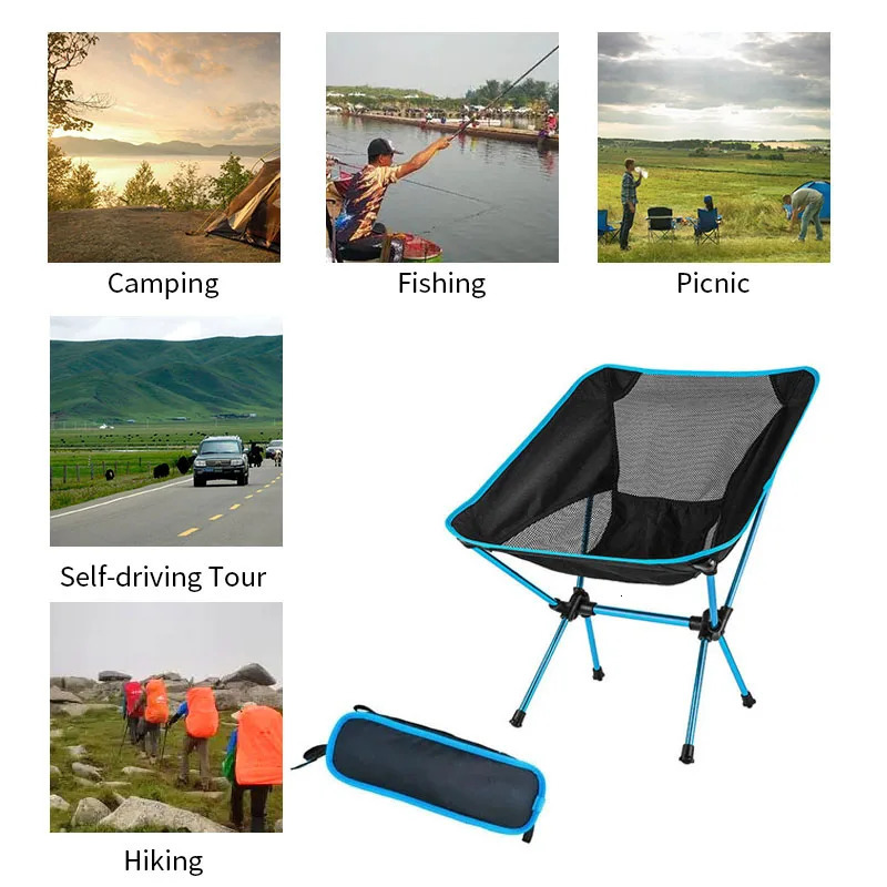 Outdoor Camping Chair Garden Beach Hiking Picnic Seat Portable Detachable Folding Fishing Chair Ultralight Camping Tools 240618