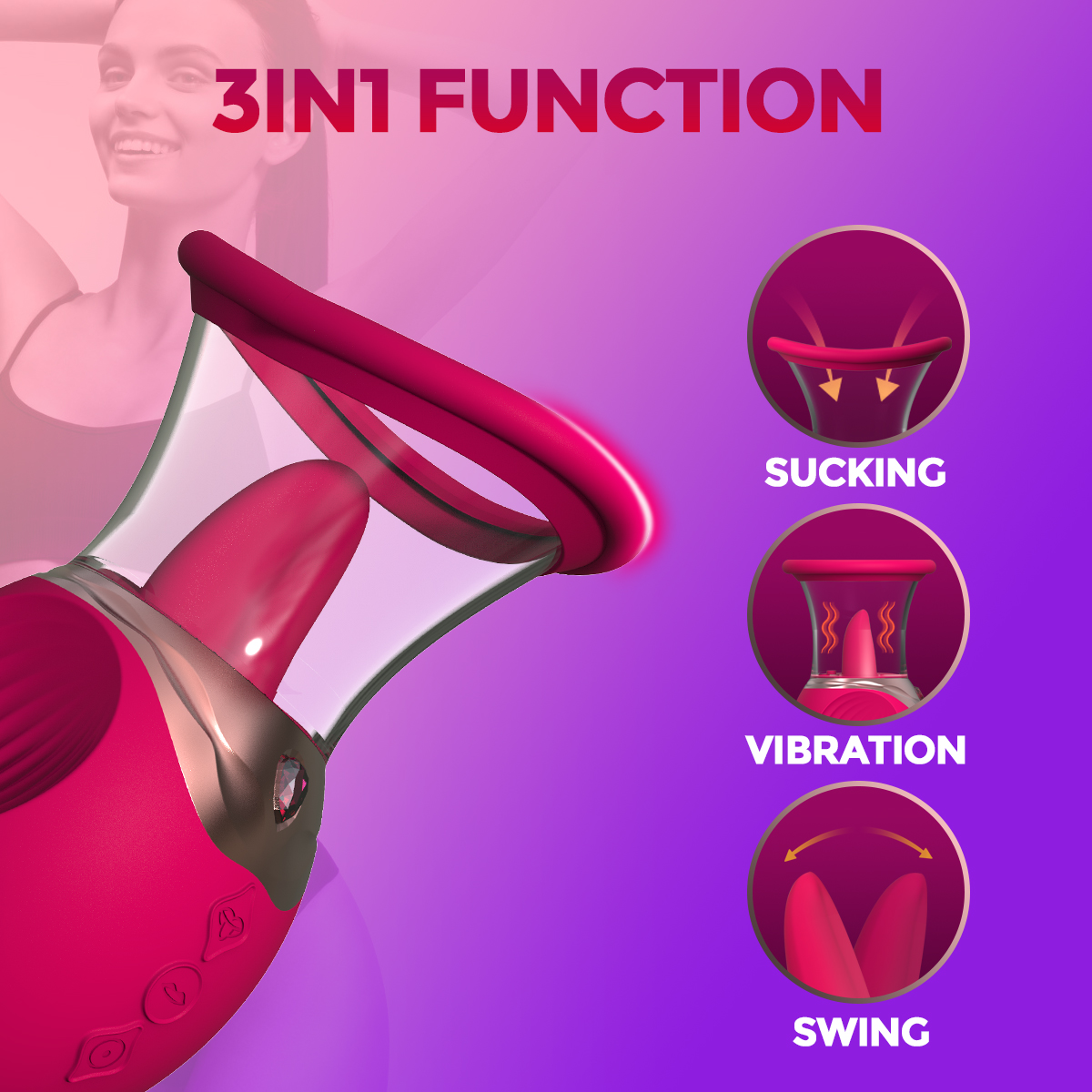 Realistic Tongue Licking Adult Sucking Vibrator Sex Toy 3 in 1 Nipple Clitoral G Spot Stimulator For Women Couples