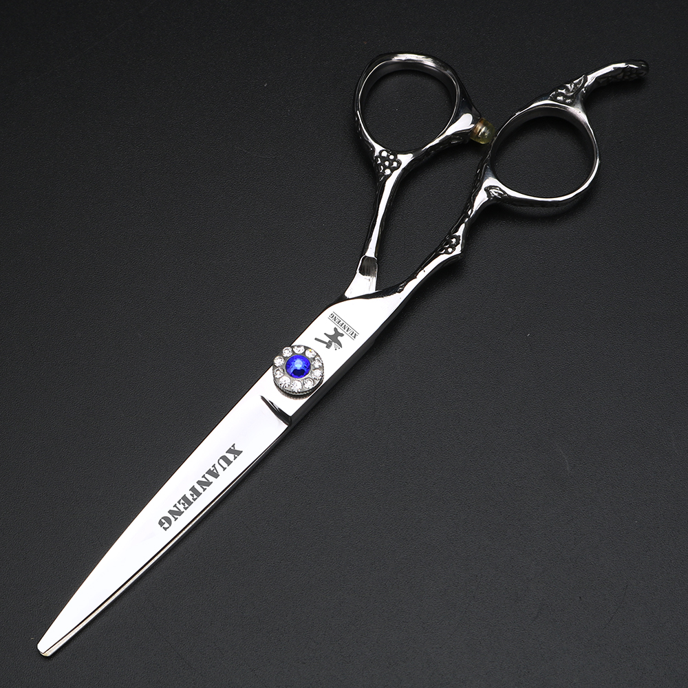 XUANFENG 6 inch left hand plum blossom handle hair scissors 440C steel barber cutting scissors and thinning scissors