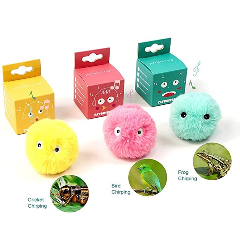 3Pcs Interactive Smart Cat Toys Plush Electric Caip Training Kitten Touch Sounding Pet Product Squeak Toy Ball