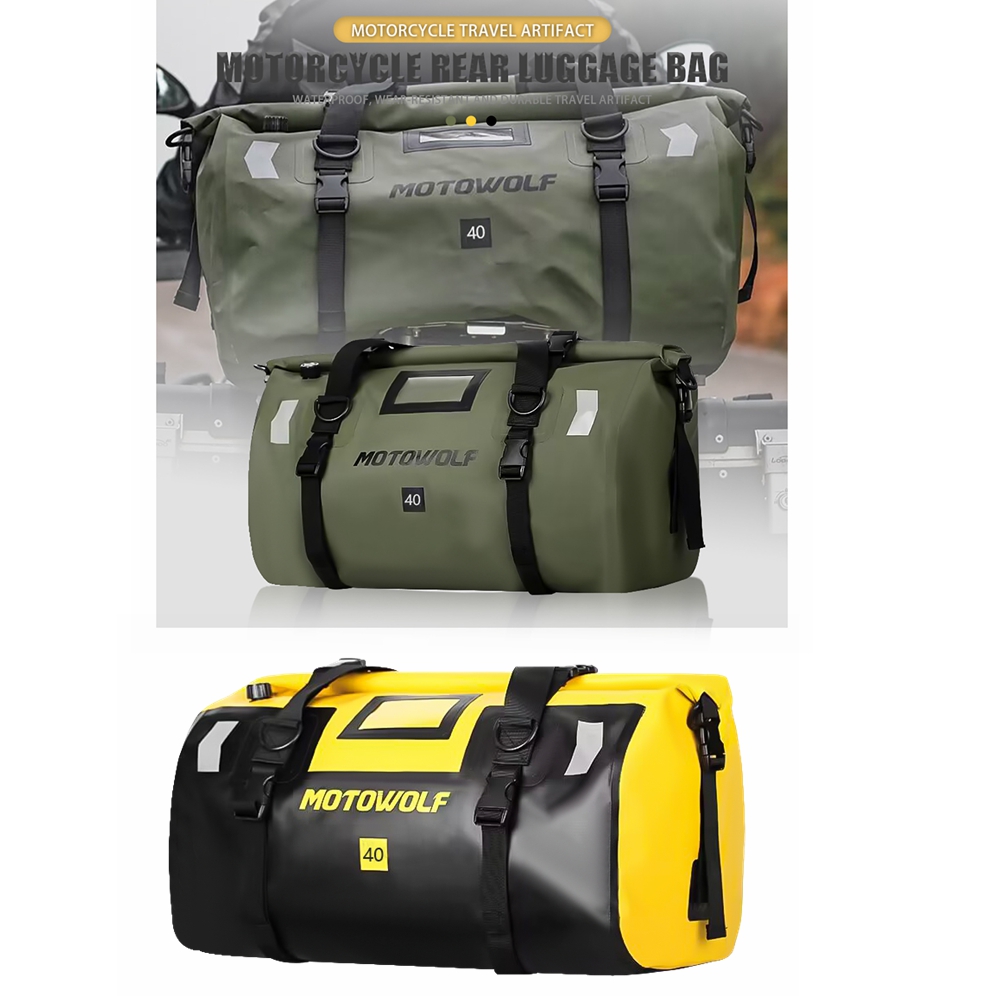 Motorcycle 40/60L Waterproof Tail Travel Outdoor Dry Roll Pack Bag Motorbike Lage Backpack 100KG Bear Weight