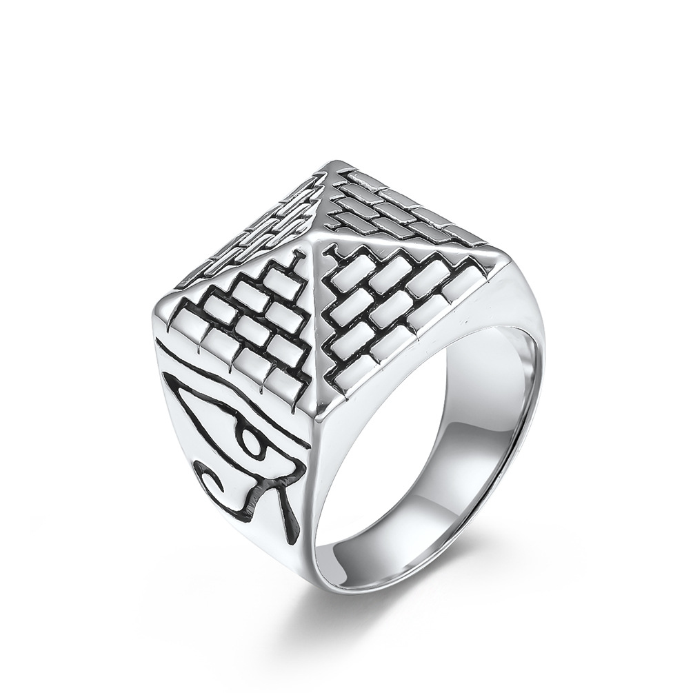 Mens Hip Hop Gold Ring Jewelry Fashion Egypt Pyramid Punk Retro Alloy Metal Rings