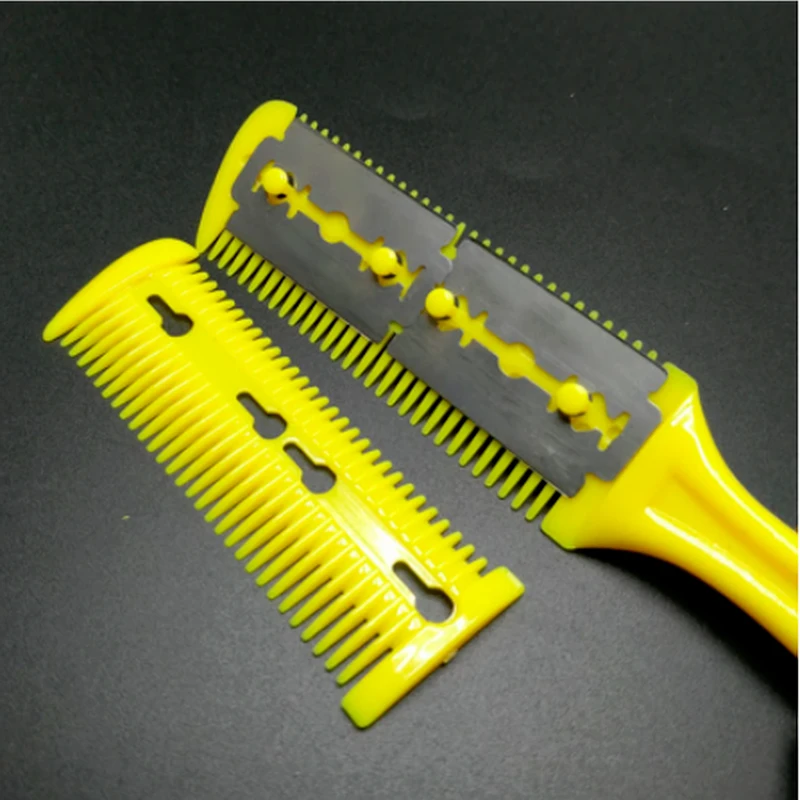 Multicolor Hair Cut Comb Barber Styling Scissor Razor Magic Blade Combs Hairdressing Tool Kit Double-Sided Knife Hair Scissors