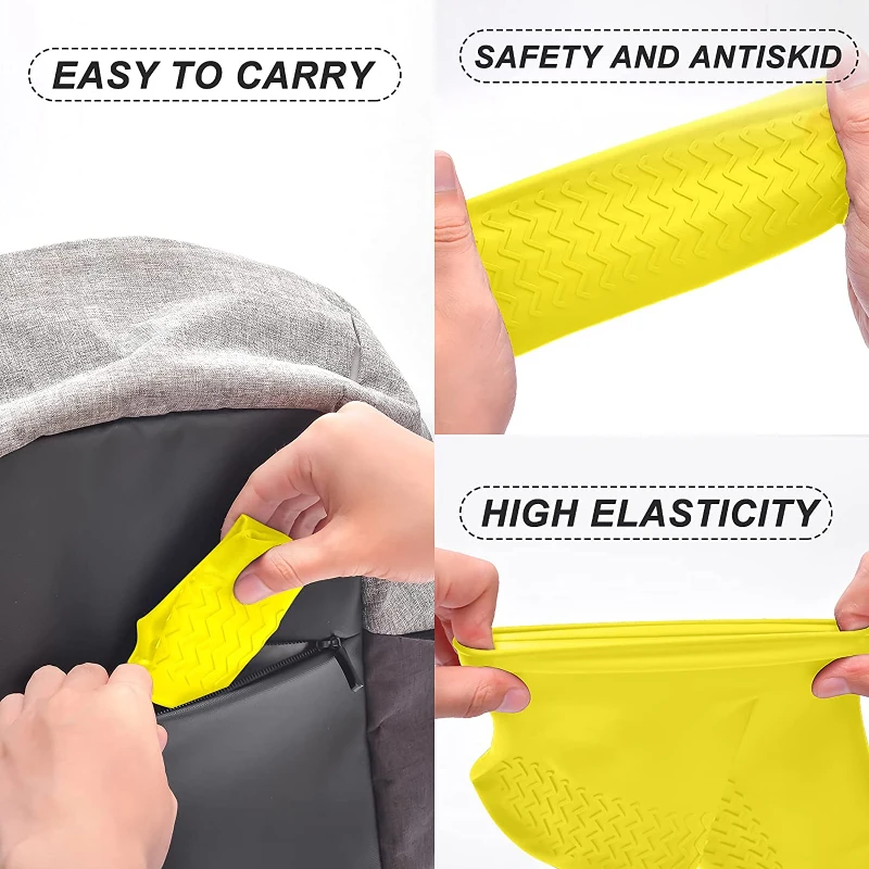 Vintage Reusable Latex Waterproof Rain Shoes Covers Slip-resistant Rubber Rain Boot Overshoes S/M/L Unisex Shoes Accessories