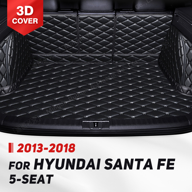 Auto Full Coverage Trunk Mat For Hyundai Santa Fe 5-Seat 2013-2018 14 15 16 Car Cover Pad Cargo Interior Protector Accessories 5064d