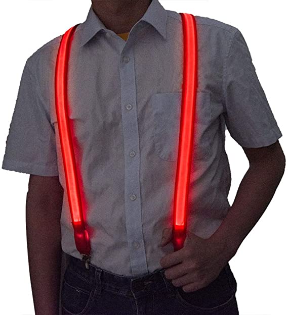 Light Up Men's LED Suspenders Bow Tie Novelty Costume Accessory Flashing Suspenders Perfect for Music Festival Wedding Party