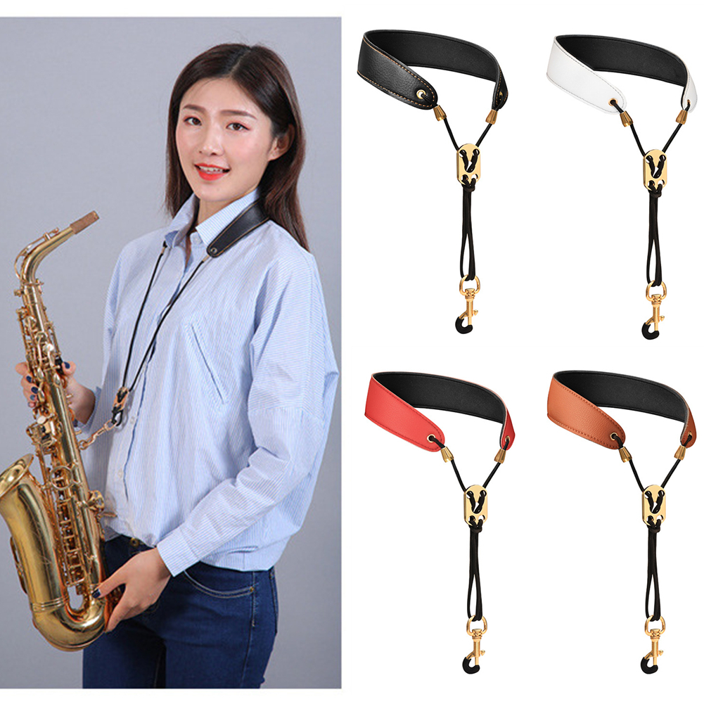 Leather Saxophone Neck Strap Universal Soft Neckband For Soprano Tenor Alto Baritone Sax Prevent Pain Music Instrument Accessory