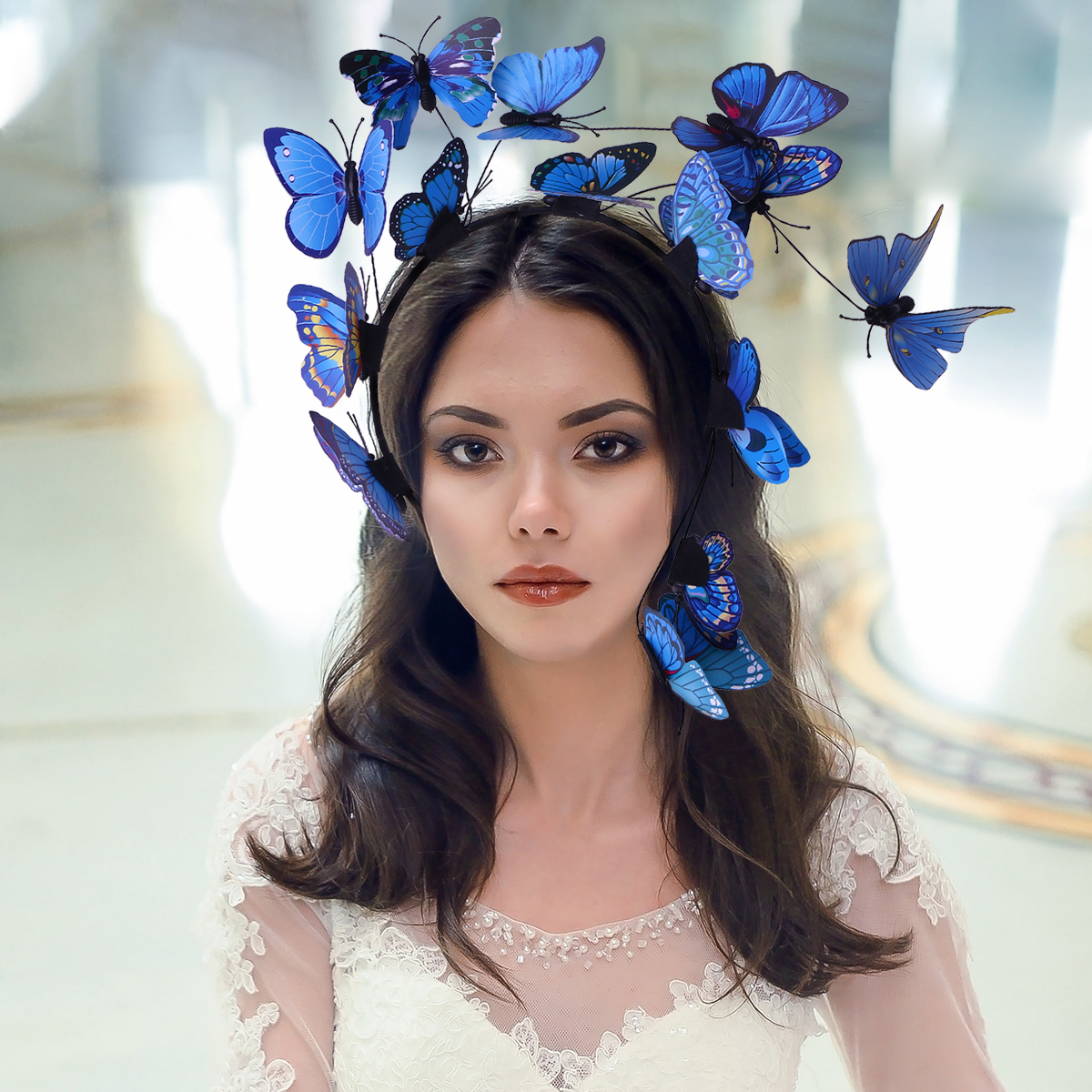 Headband Headband Lifelike 1pc Exquisite Hair Headpiece Hair Accessories for Lady Bride ( Blue ) smile ( ) ( ) ( )