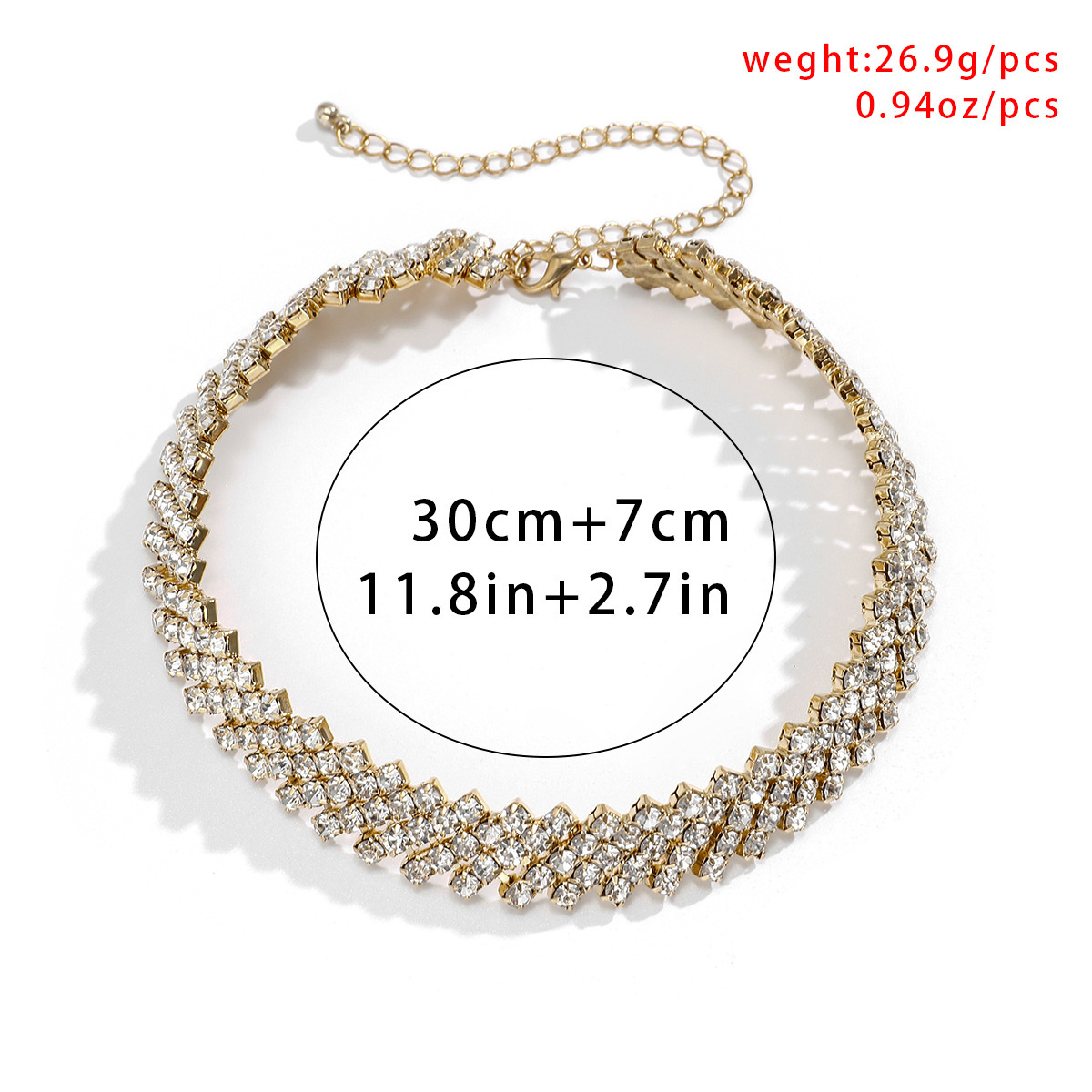 IngeSight.Z Luxury Multi Row Rhinestones Short Choker Necklaces Shiny Crystal Necklaces Collar for Women Neck Wedding Jewelry