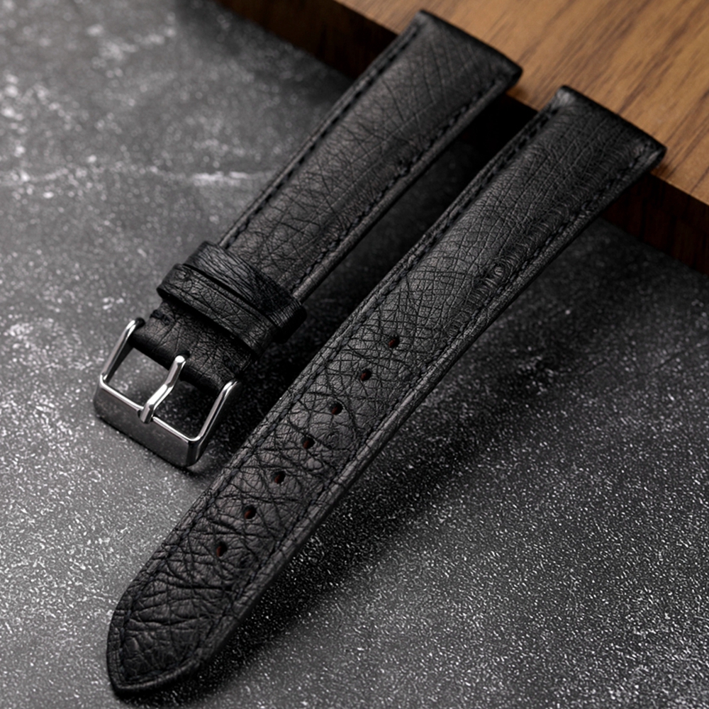 Handmade Leather Ostrich South African Black Strap 18 19 20 21 22MM Vintage Leather Bracelet Men Bracelet Height Leather smile