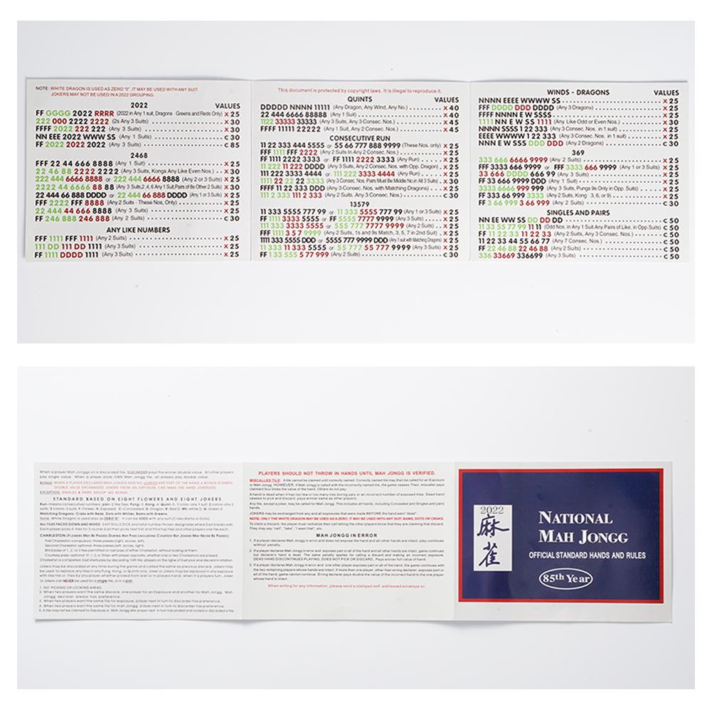 4 Pcs National Mah Jongg Card 2022 Mahjongg League Card Hands And Rules Official Mah Jongg Card Mahjong Cards For Adults