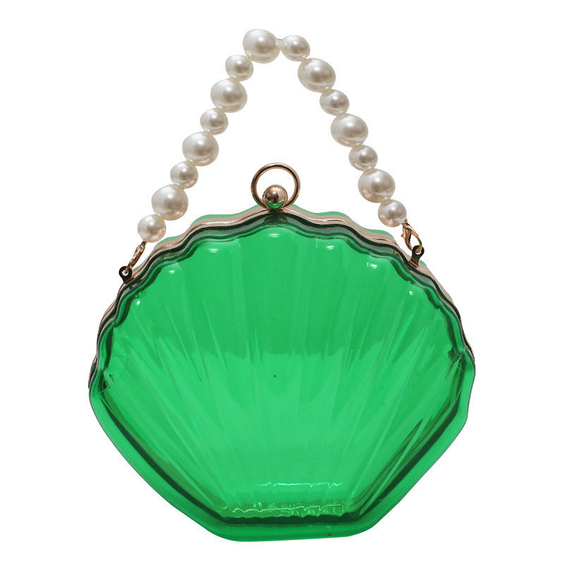 Transparent Acrylic Shell Shape Bag Summer High Quality Pvc Women's Designer Handbag Pearl Strap Shoulder Messenger Clutch Bag