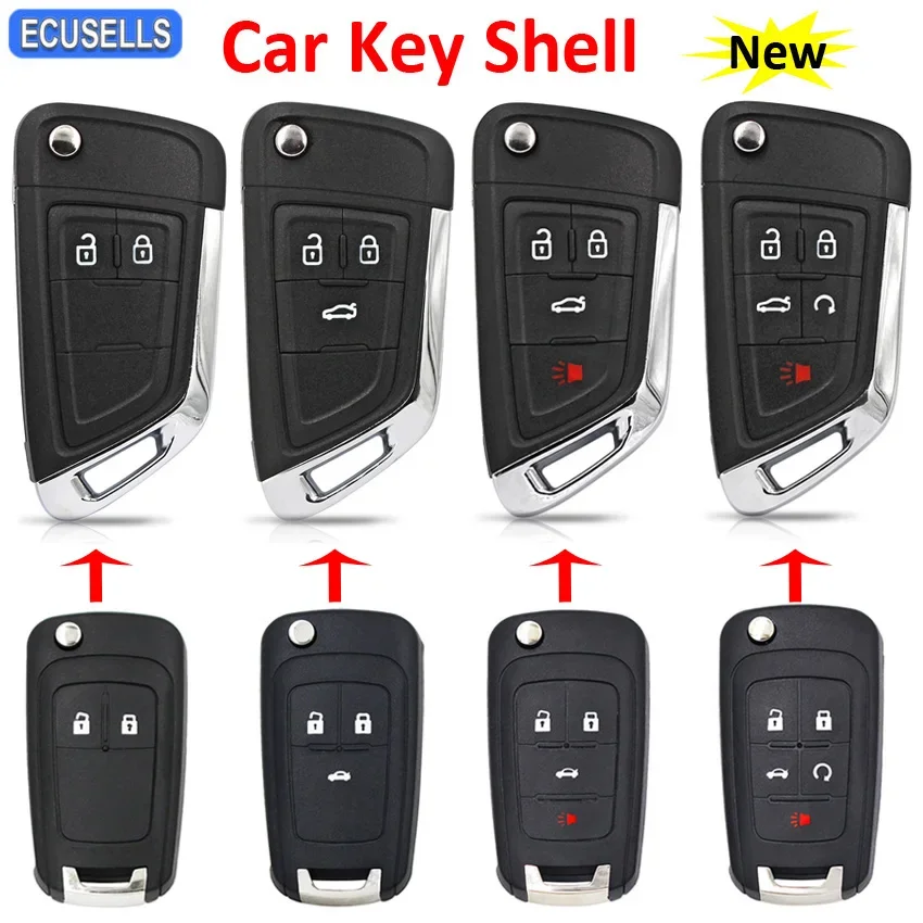 Ecusells 2/3/4/5B Folding Car Key Shell For Chevrolet Cruze Aveo Spark Sonic Volt For Opel Vauxhall Zafira C Astra J for Buick