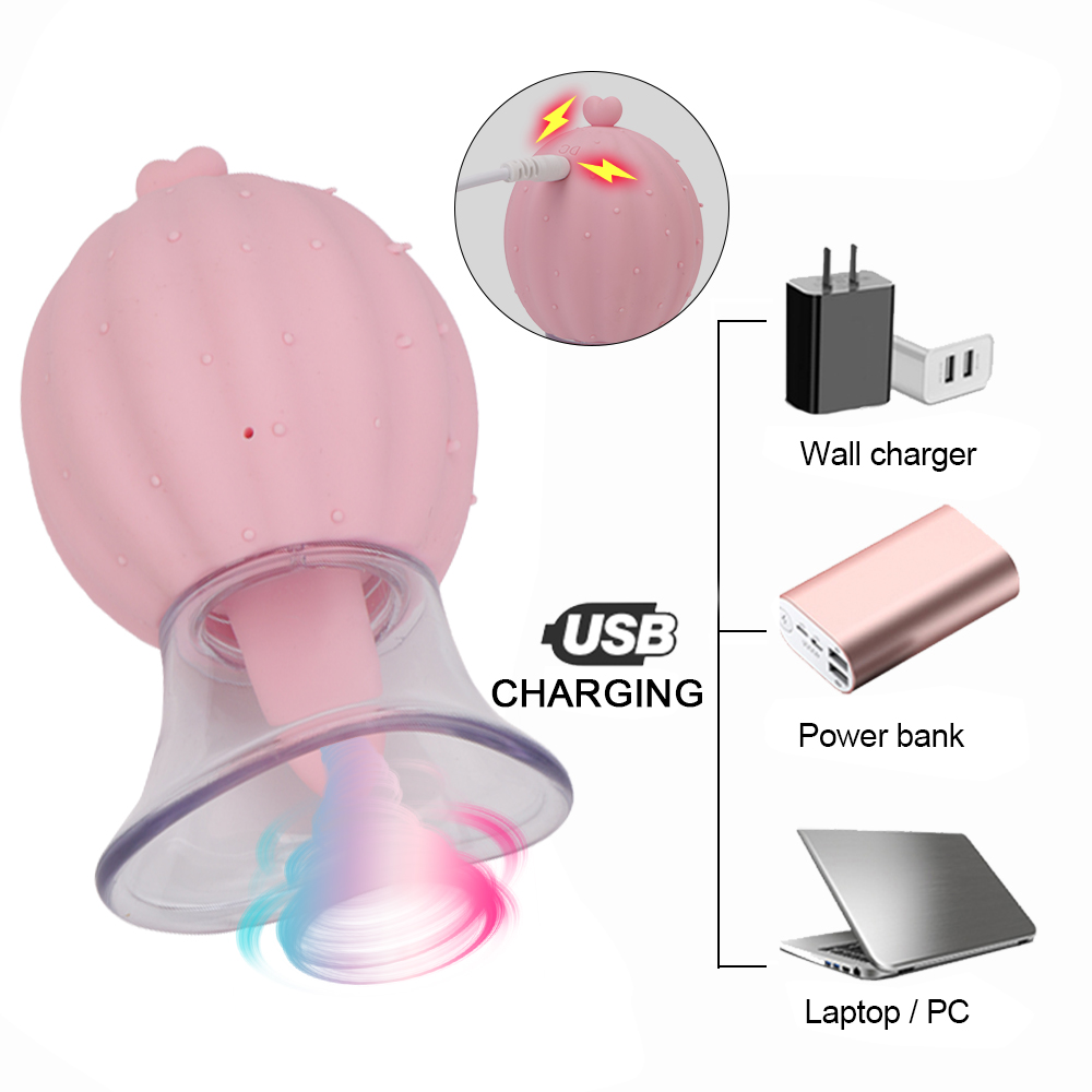 Breast Sucking Nipple Licking Vacuum Pump Nipple Clit Stimulate Tongue Licking Vibrator Breast Massager Adult Sex Toys For Women