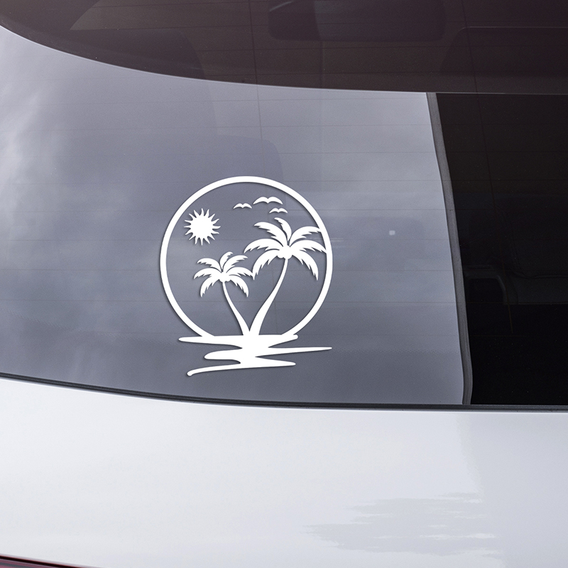 Coconut Tree Stickers Vinyl Waterproof Laser Reflective Trend Decor Sticker For Car Body Self-adhesive Colorfast
