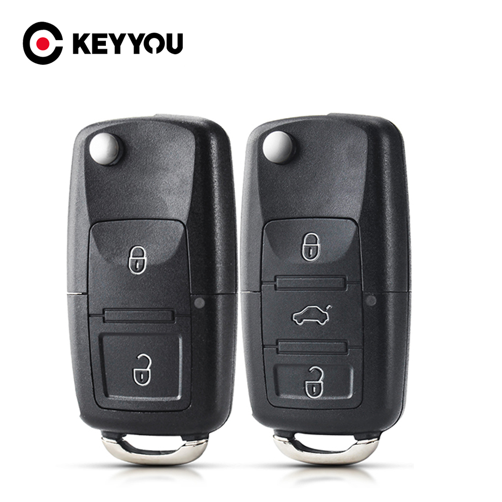 KEYYOU 10pcs 2/3BNT Remote Flip Folding Car Key Shell Case For VW Golf 4 5 Passat B5 B6 Polo Touran Jetta Seat Skoda 7c628