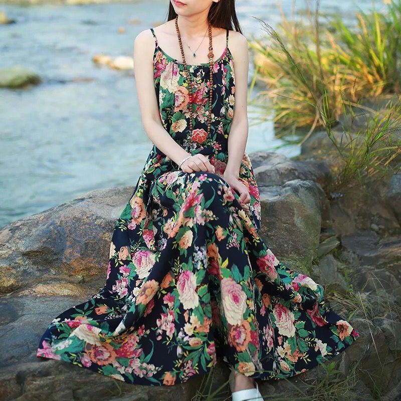 Summer Womens Strapless Bandeau Long Maxi Dress Floral Print Beach Boho Tube Sundress Sexy Sleeveless Backless Dresses Fema 210623