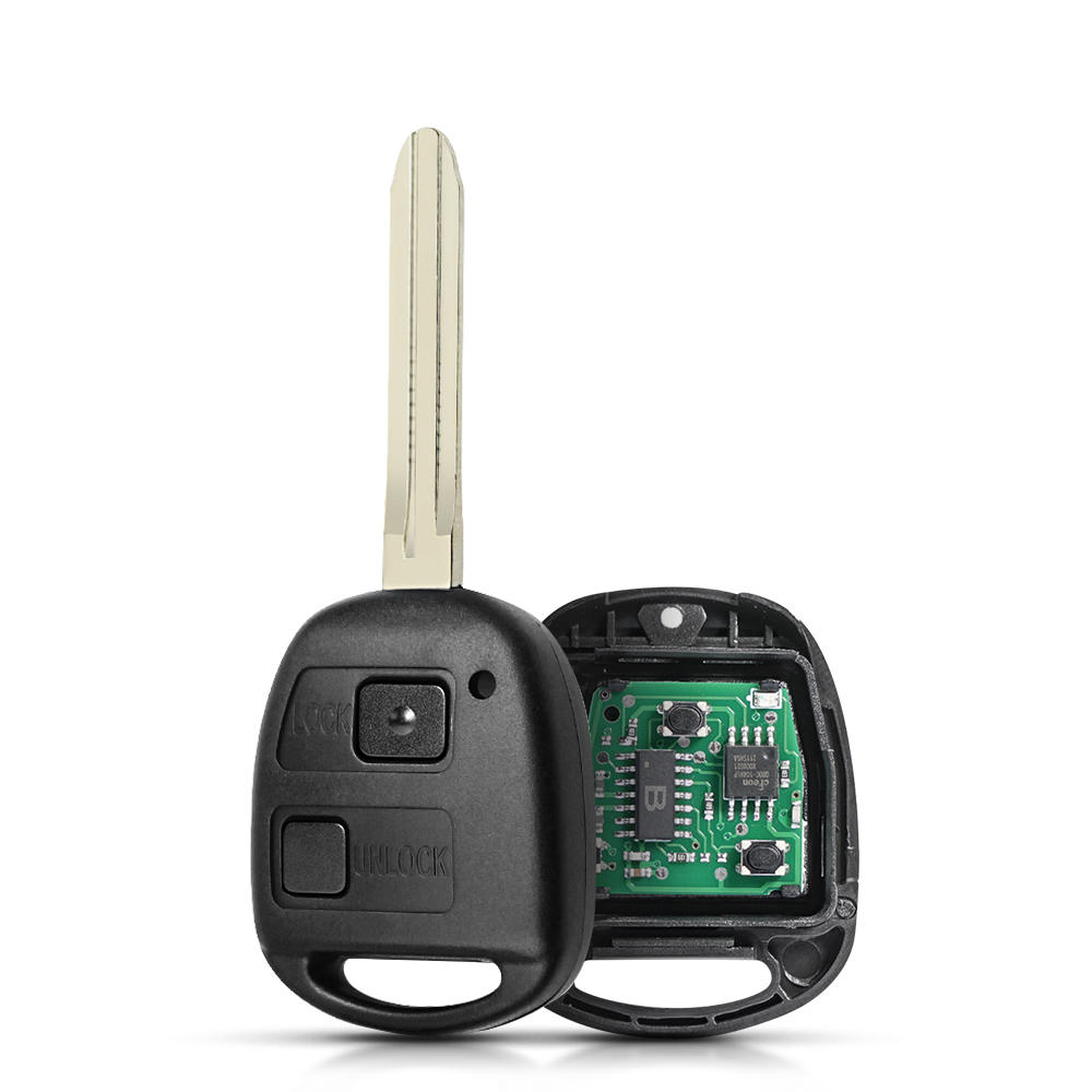 KEYYOU Remote Car Key Shell Case For Toyota Camry Land Cruser 120 Prado 2 Buttons 433MHz TOY43 Blade ID67 / ID68 Chip P/N 50171