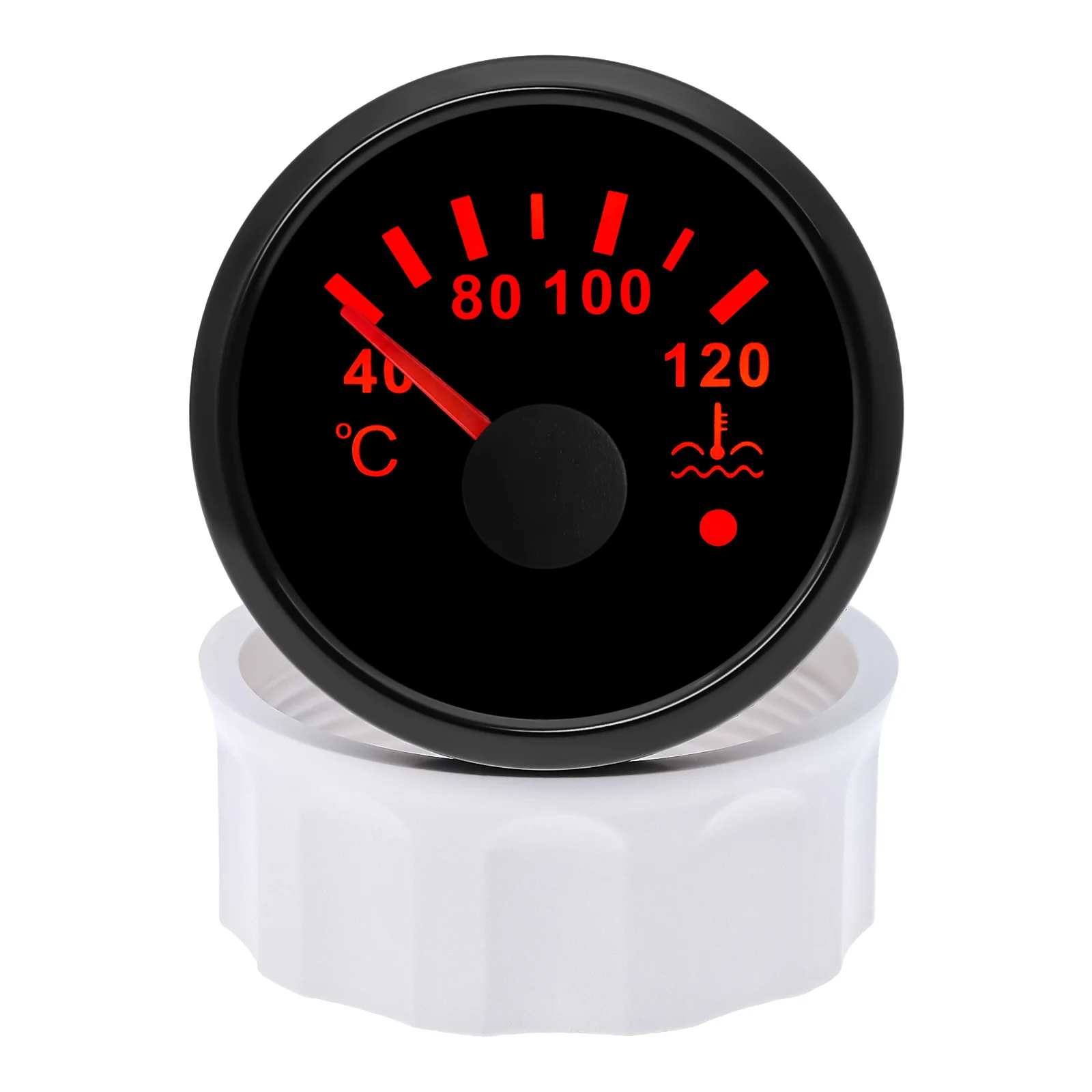 HD Car Temp Red Light for Sensor 1/8NPT Waterproof IP67 52mm Water Temperature Gauge with Alarm Marine Boat 9-30V