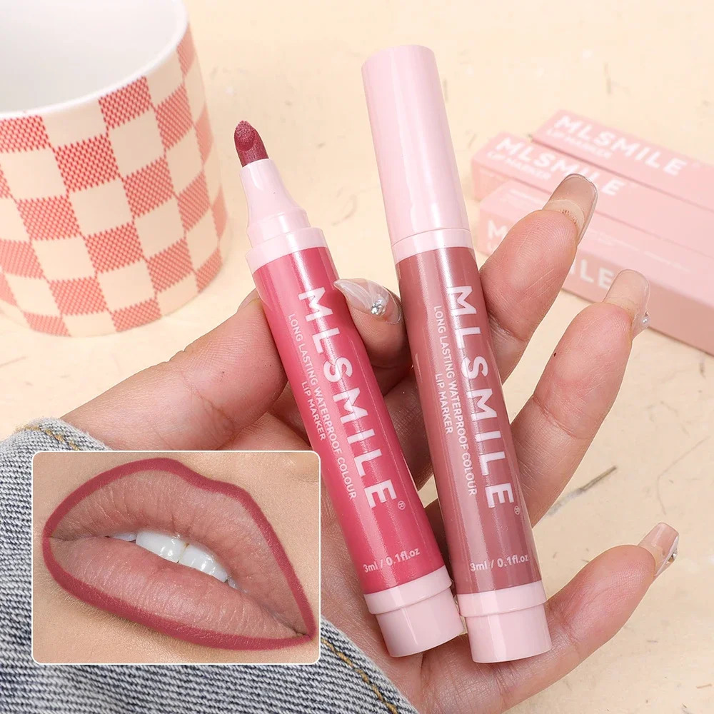 Contour Velvet Lip Liner Pen Double-ended Sexy Red Brown Nude Lipstick Pencil Long Lasting Non Sticky Cup Lips Makeup Cosmetics i240621