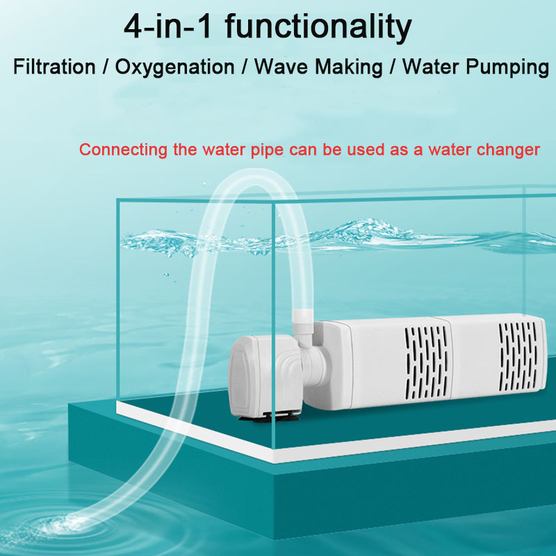 3 in 1 Aquarium Filter Pump Silent Fish Tank Submersible Air Oxygen Aerator Aquarium Air Pump Water Changer Pump Wave Maker 220v