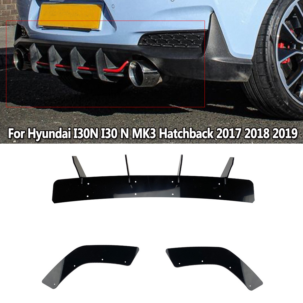 Rear Bumper Diffuser Spoiler Lip Splitter For Hyundai I30N 3 Hatchback 2017-2019 Style Body Kit Car Accessories Decoration