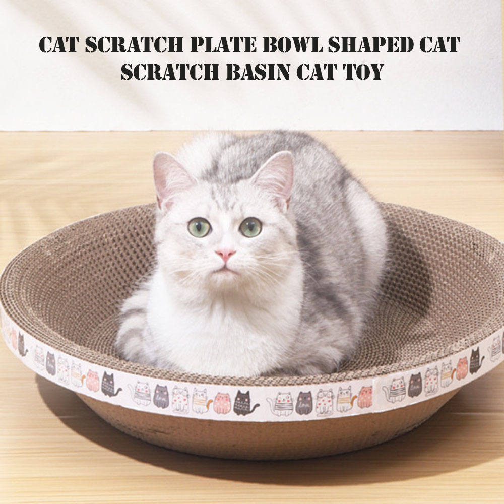 L Size Cat Toys Pet Bed Scratching Board Corrugated Cardboard Bowl Pad Cats Scratcher Toy Oval Grinding Claw Toy Cat Accessories