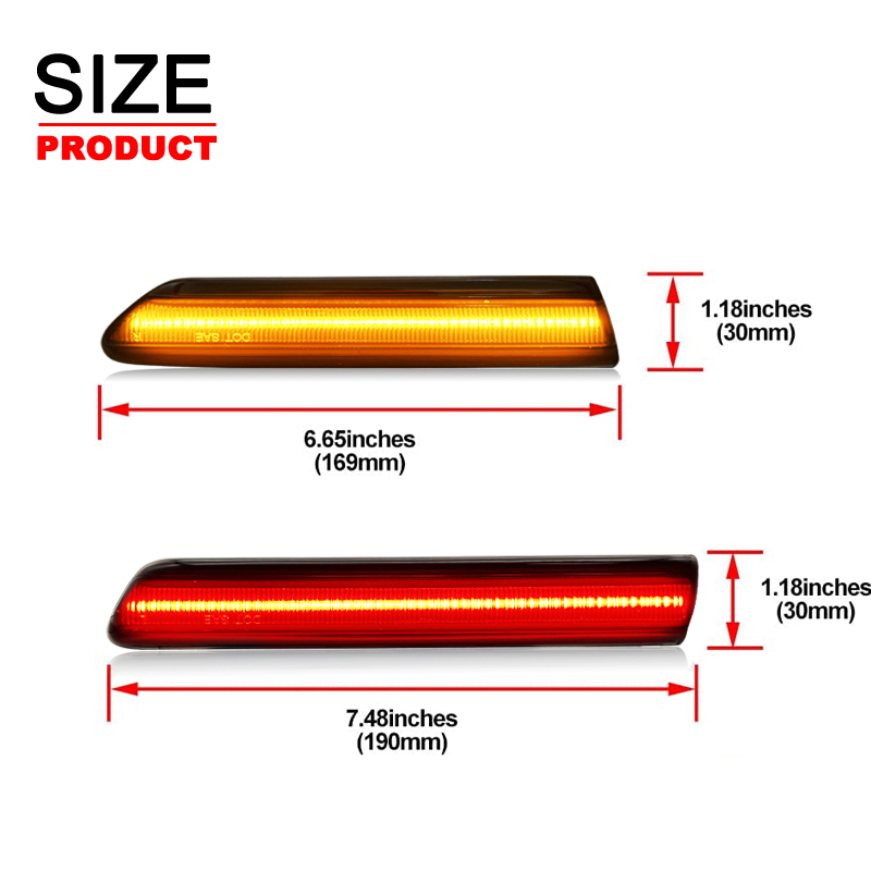 For Acura TL 2004-2008 Smoked Lens LED Side Marker Lamp Amber Front Red Rear Side Fender Reflector Lights