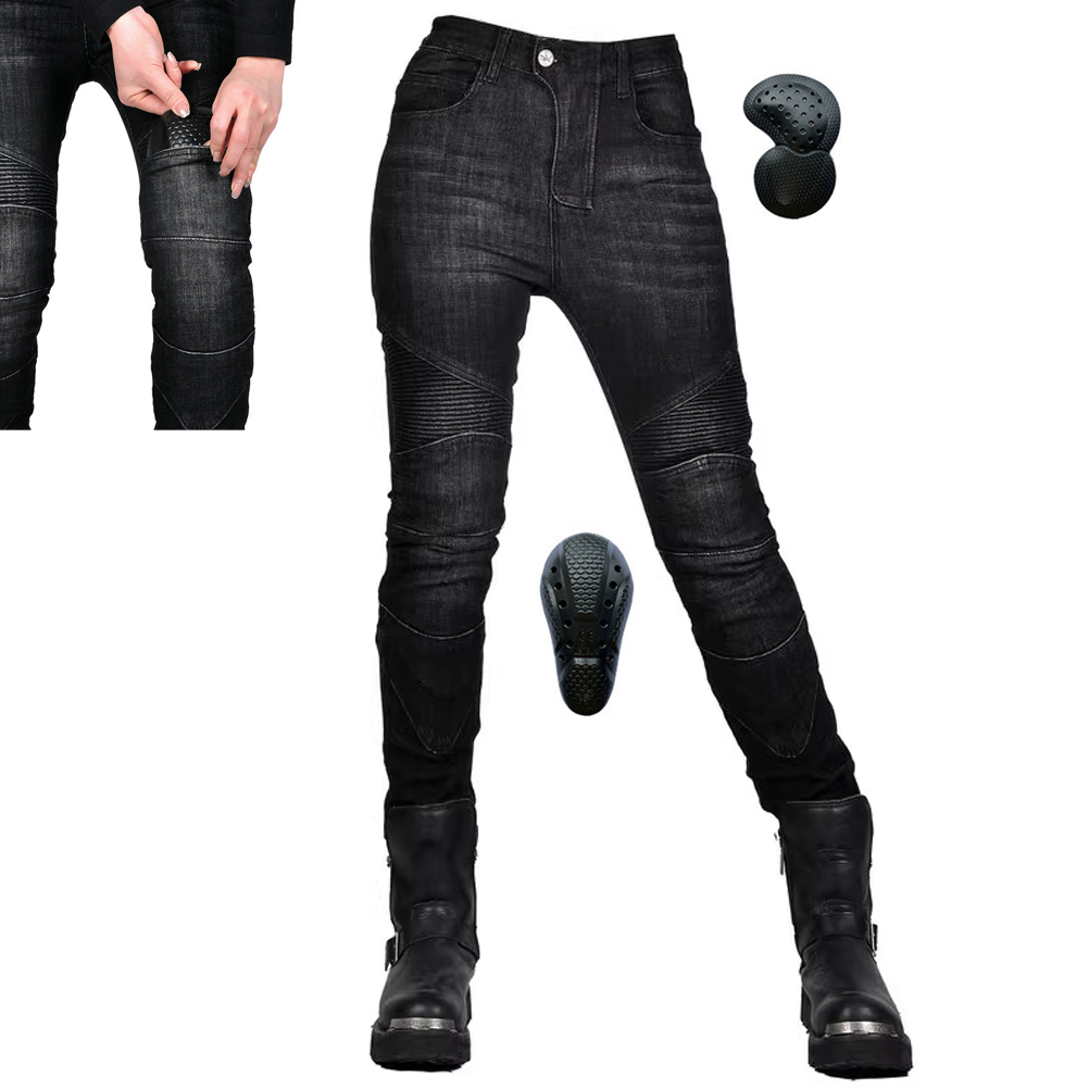 Women's Motorcycle Riding Protective Pants With 4 X Upgrade CE Armor Pads Retro Street ATV UTV Motorbike Motocross Racing Jeans