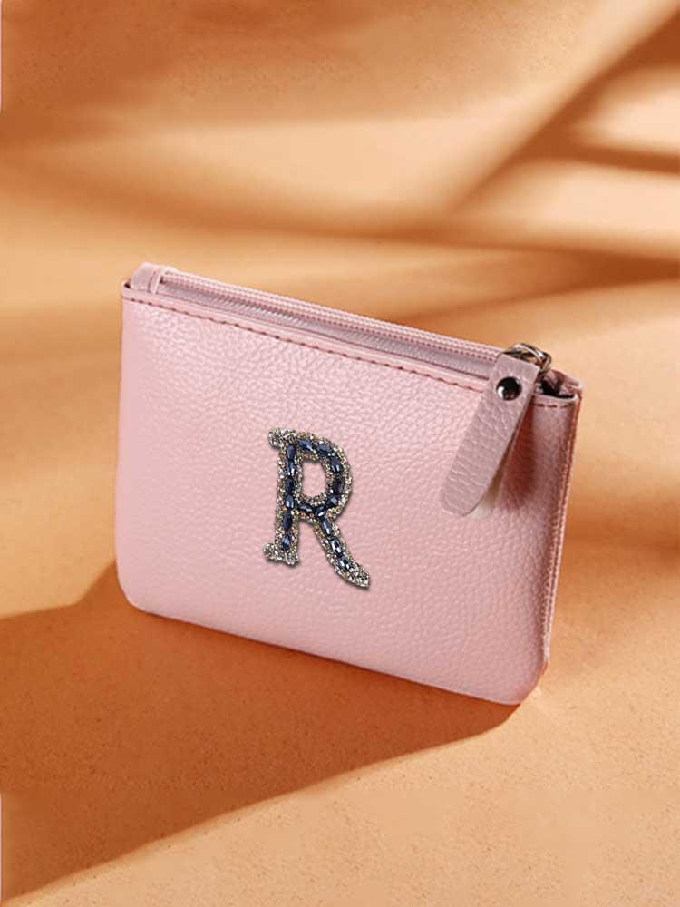 Stylish PU Key Wallets - Durable & Cute for Females Gold Decor with Pearl & Crystal Accents 7775d